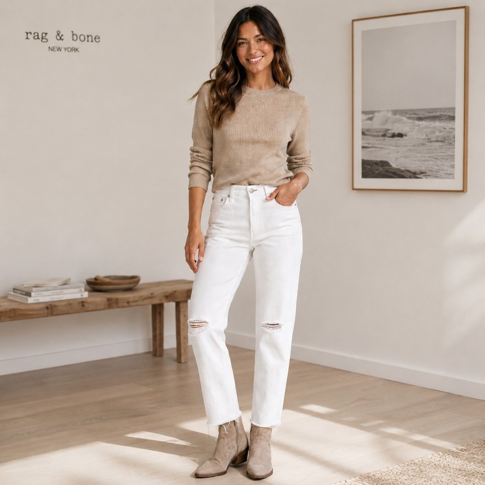 RAG & BONE Women Jeans 28 Dre Low-Rise Ankle Slim Boyfriend USA MADE W2592O337WH